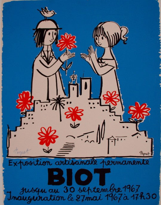 Original "Biot" poster Signed by Raymond Peynet