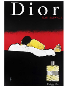 Dior Perfume poster by Rene Gruau on linen 1980 original